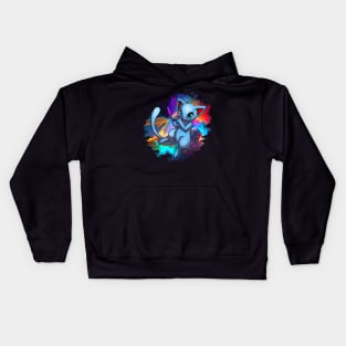 Bleu cat Drinking the milky way Kids Hoodie